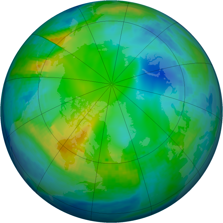 Arctic ozone map for 22 November 1993